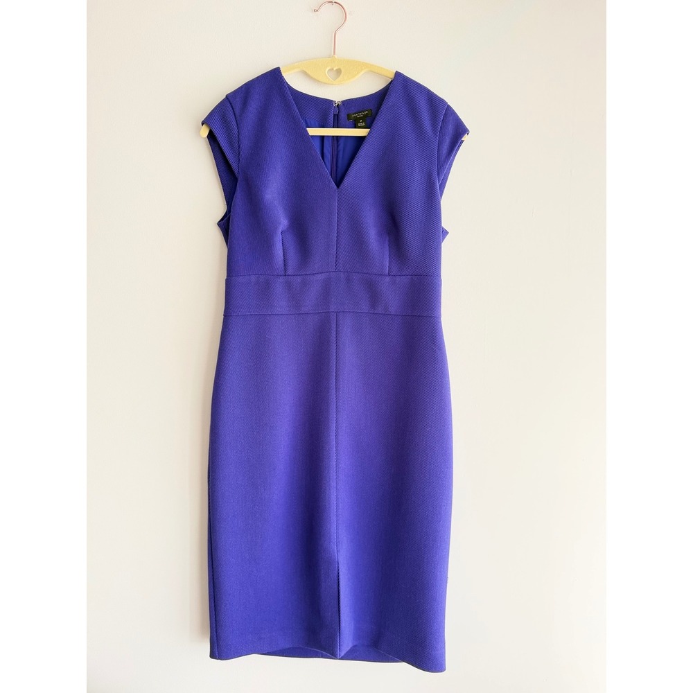 Ann Taylor Petite Bright Purple V-Neck Cap Sleeve Sheath Dress Office sz 2Px